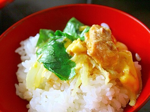 鮭缶と玉葱の卵とじ＊酢醬油がけ